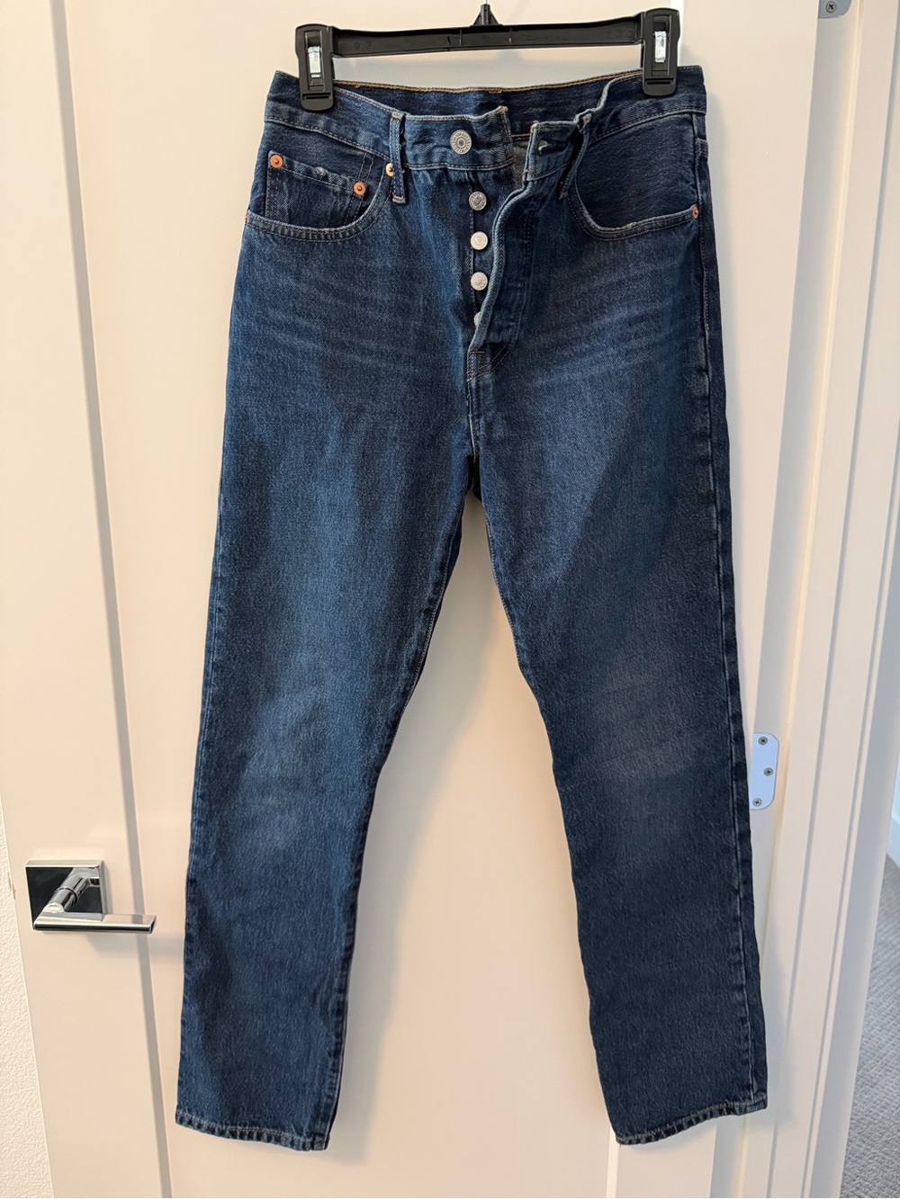Levi's 501 Dark Blue Straight-Leg Jeans with Button Fly- women’s